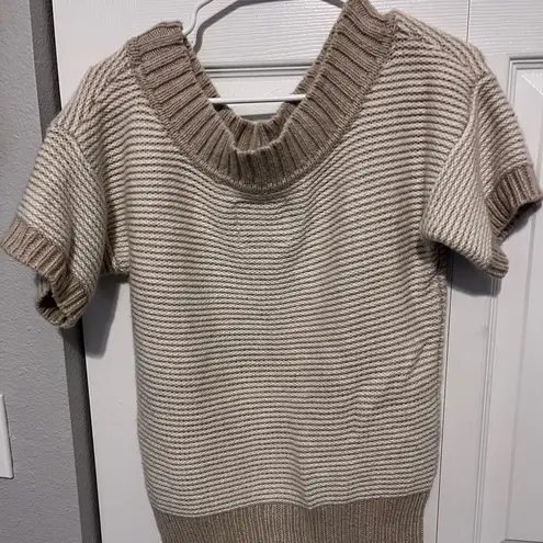 American Eagle  brown and beige striped short sleeve sweater in large