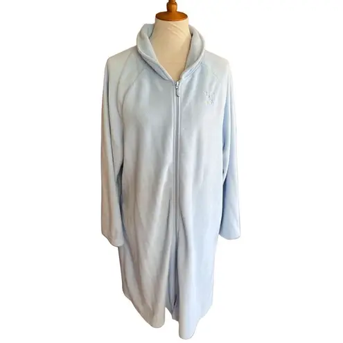 Soft Baby Blue Long Zippered Robe Size XL Blue