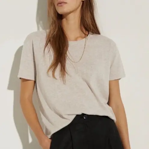 The Reset Linen Blend Everyday Knit Tee Shirt Blouse Relaxed Top Beige Medium Tan