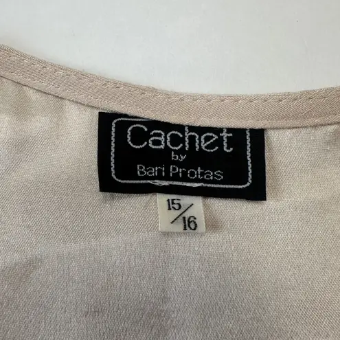 Vintage Cachet by Bari Protas Embellished Puff‎ Sleeve Blazer Women 15/16 Beige Tan Size undefined