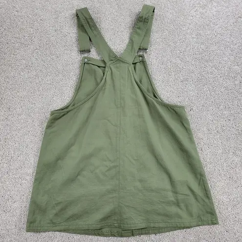 Harper Womens Overalls Dress M Olive Green Button Front Mini Pockets DLBST25