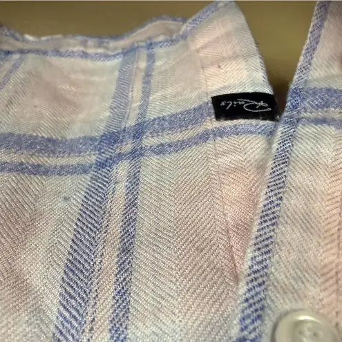 Rails Britt - Pink/Blue Melange Check Shirt Cap Sleeve Size Small Super Soft