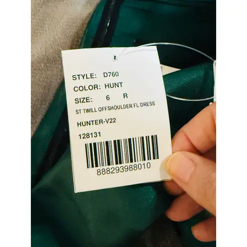 Alfred Sung NWT Alfred Sung Size 6R OFF SHOULDER CUFF TRUMPET GOWN FRONT SLIT HUNTER GREEN