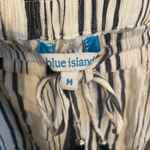 Blue Island Blue Flowy Striped Beach Pants Size M