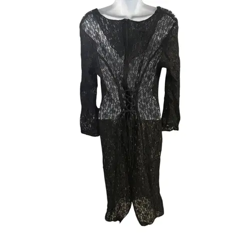 By Choice California Black Lace Corset Back Long Sleeve Dress Size 13