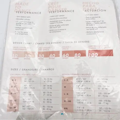 NWT Mondor Ballet Dance Tights Semi