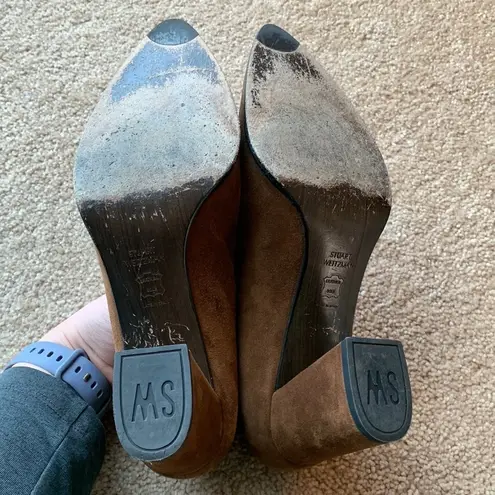  | Stuart Weitzman Broom Tassel Suede Block Heel Pumps Shoes thumbnail 3