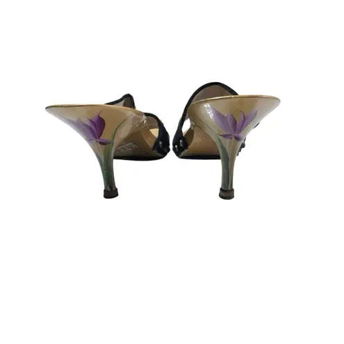 Vintage Guoc Kim Thanh Saigon Hand Painted Wooden Beaded High Heel Sandals Sz 40 Black