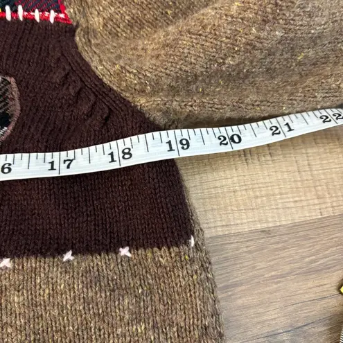 Designers Originals Patchwork Embroidered Holiday Christmas Sweater Cardigan Brown Size undefined