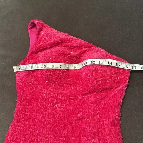 Women’s Sequined One Shoulder Short Pink Party or Prom Dress Size 4 Pink