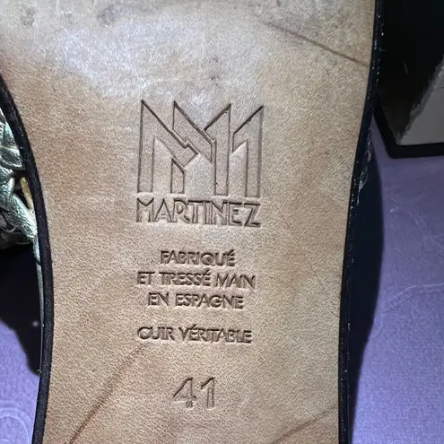 CAPRI Gold Woven Leather Sandals Size 10