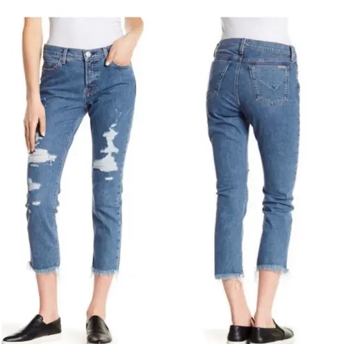 Hudson Jeans  Luxe Crop Riley relaxed straight hidden bottoms medium light sz 26