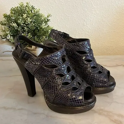 Bottega Veneta heels Leather Python Animal print slingback platforms EU …