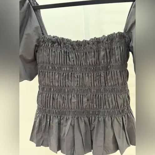 ASTR THE LABEL Tops Savina Square Neck Bubble Sleeve Smocked Top Size S Black