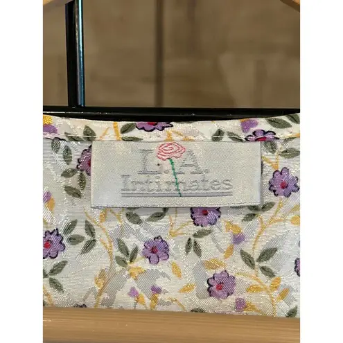 L.A. Intimates Nightgown S/M White Purple Floral Short Sleeve Fairycore