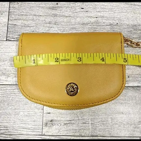 Anne Klein  Curved Card Case Dijon Yellow New Tags With Gold Tone Chain Latch