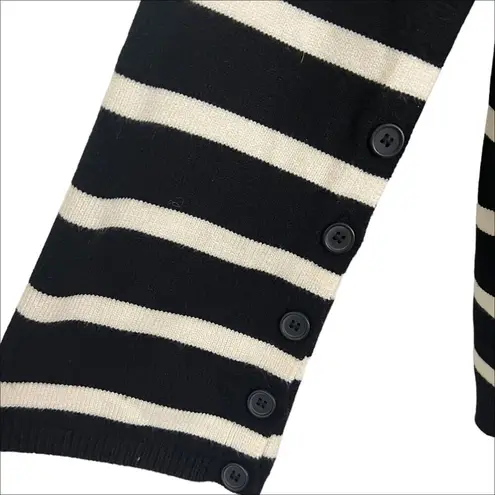 ZARA  Striped Button Sleeve Knit Sweater in Black Size Small