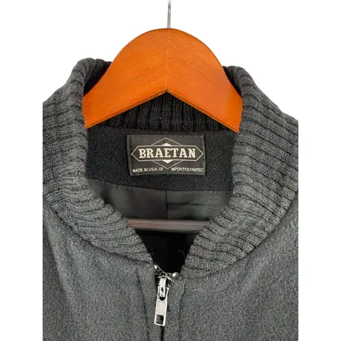 Braetan Womens Black & Red Wool Blend Bomber Jacket With Ribbed Collar & Cuffs