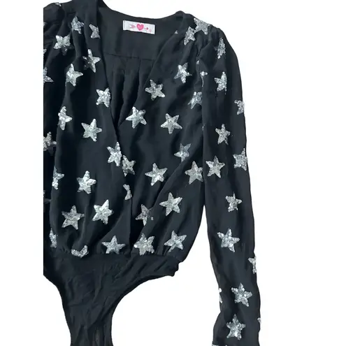 BUDDY LOVE Black Sequin Star Bodysuit size XS