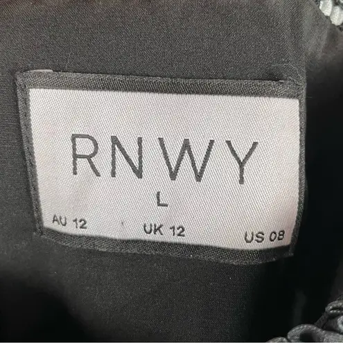 RUNAWAY THE LABEL Maxi Dress Size Large US 8 Black White Floral Key Hole Cutout