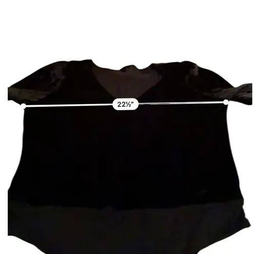 Torrid  Crushed Velvet Bodysuit Size 2X Black Long Sleeve Deep V Neck Party