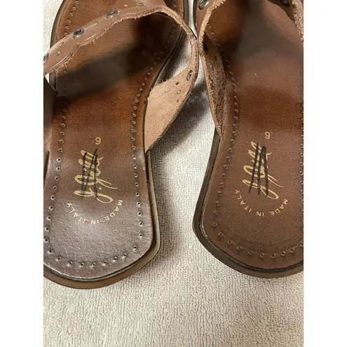 J.Jill  Athena Brown Leather Sandals Flats Women’s Size 9 But Wears‎ Like An 8.5