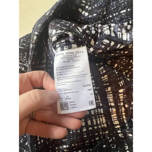 Escada Woman’s 44 Ravas Tweed Boucle Textured Pencil Skirt Back Slit Business Blue Size 14