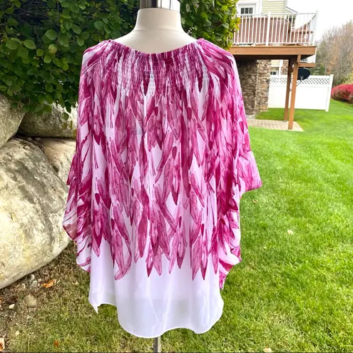 Alfani Falling Feathers Watercolor Angel Wing Chiffon Blouse
