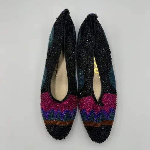 Impo Sequin Beaded Embellished Ballet Flats Colorful Slip On Shoes