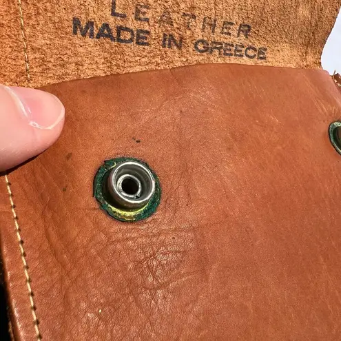 Vintage Leather Crossbody Pouch Bag Wallet Made in Greece Unisex Brown