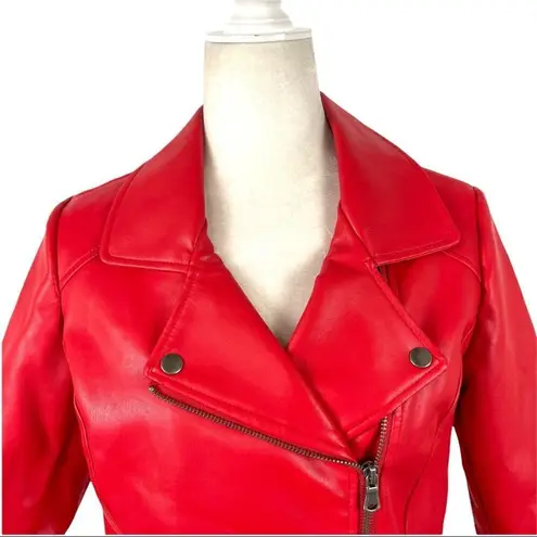 Riverdale Moto Cropped Costume Biker Faux Leather Jacket Red Cheryl Blossom S