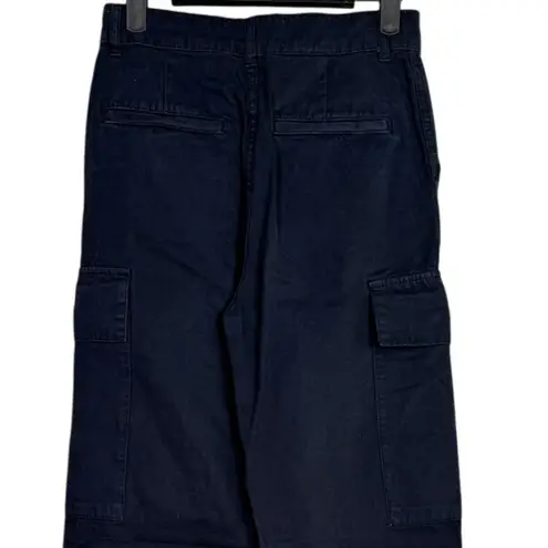 ZARA  High Rise Utility Flare Full Length 100% Cotton Jean Patch Pockets 0 Black - Image 5