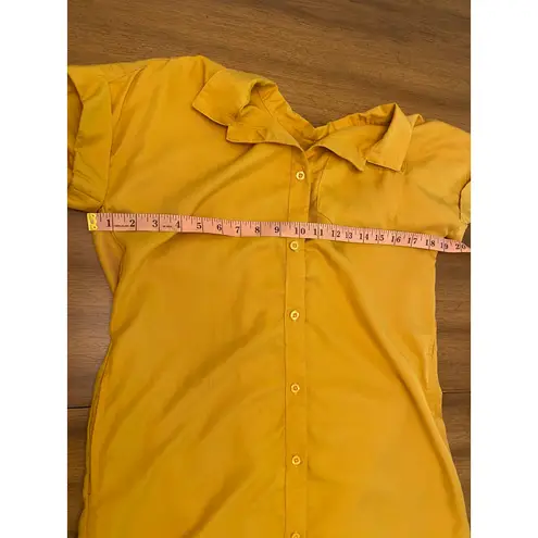 Evy's Tree The Harper Mustard Yellow Short Sleeve High Low Dress Pockets XS