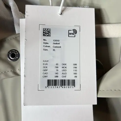 RAINS Jacket Unisex XL Cement Grey Long Hooded Ventilated Waterproof NEW Gray
