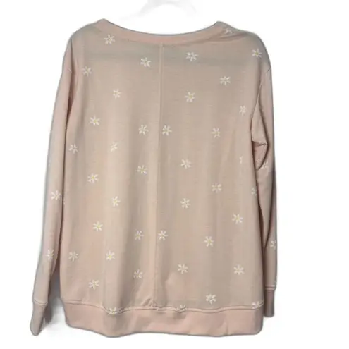 Jane and Delancey • Peach Crew Neck Daisy Print Sweater • Size S