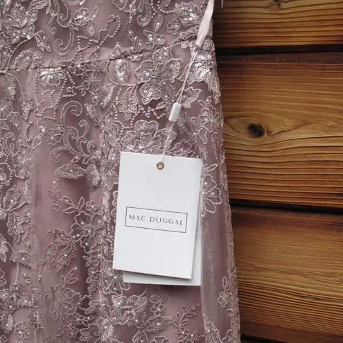 Mac Duggal 50665 Womens Embroidered High Neck Cap Sleeve A Line Gown