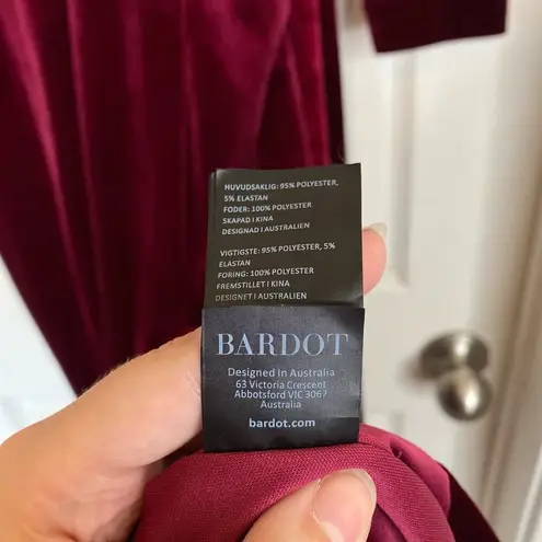 Bardot Morgan Burgundy Velvet Dress Size 4 Midi Holiday Christmas Party Winter