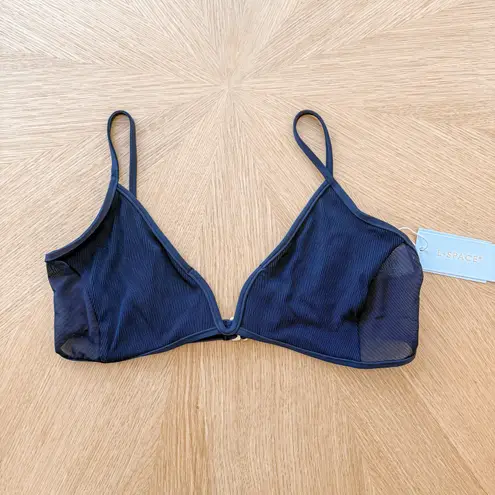 L Space Bikini Top Womens XL Black Macey Ribbed Retro Resort Modern Beach NWT