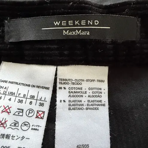 Weekend Max Mara Black Corduroy Pencil Skirt US 4 Stretch Back Slit Quiet Luxury