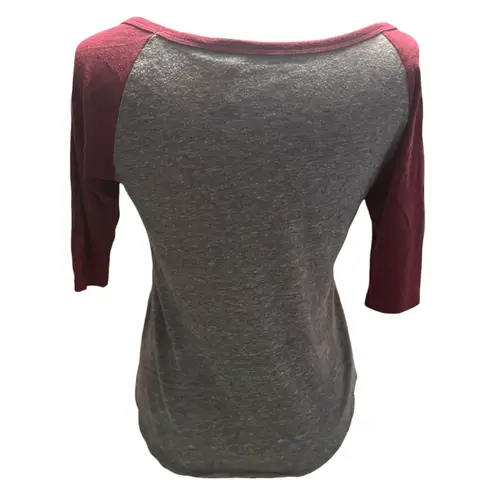 League Collegiate Texas A&M Aggies 3/4 Sleeve Maroon T Shirt Medium Old Money Gray