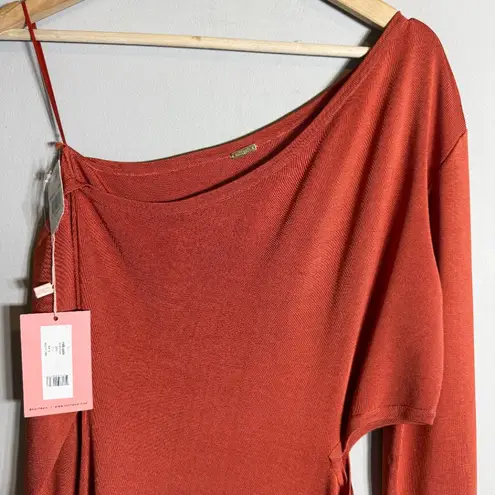 Cult Gaia Zora Knit Cutout Midi Dress Women Medium Chili Orange Asymmetrical NWT