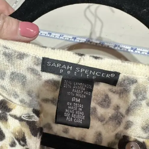 Sarah Spencer Women's Lambswool Angora Button Front Cardigan Tan Black Size PM