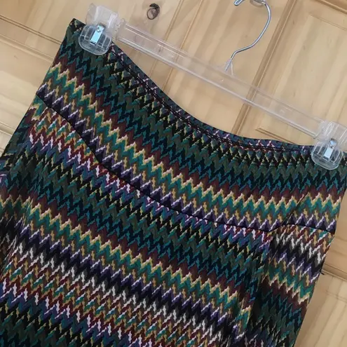 Cubism jewel tone chevron print mock wrap maxi skirt size L Size L