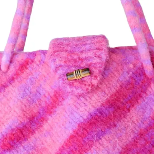 Vintage 90s Pink Wool Satchel Purse