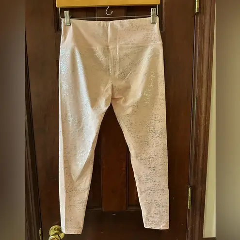 Kimberly Silver Shimmery Light Pink Bra and Leggings Yoga Set Size Medium