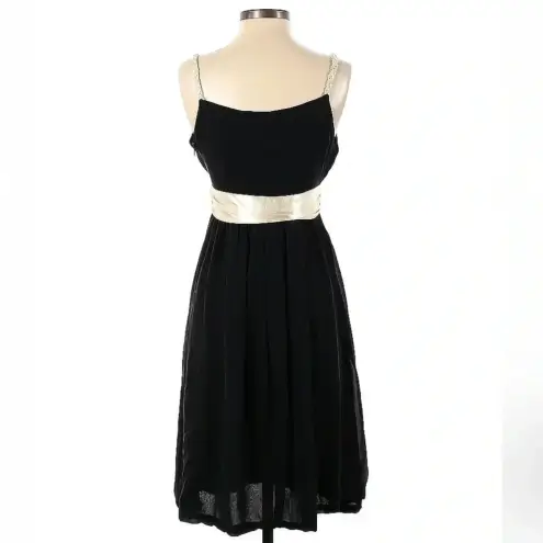 BCBGMAXAZRIA  | 100% Silk Black & Cream Beaded Straps Cocktail Dress Size 2 XS