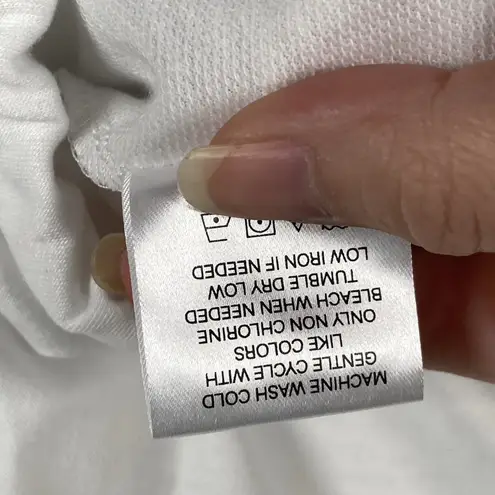 FSK Collective Cropped Top Women's Large White Hooded Short Sleeve Cinch Waist