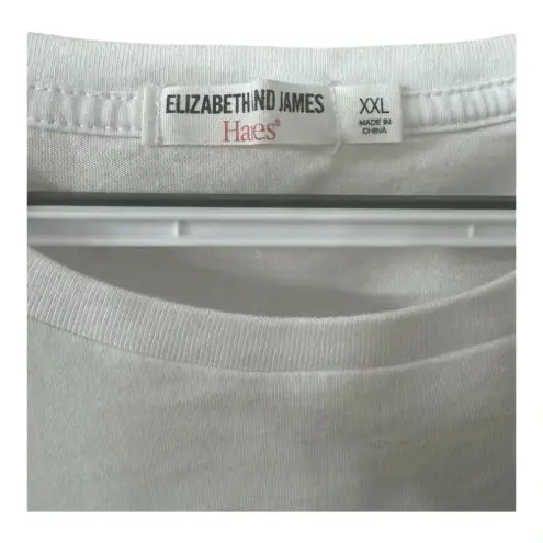 Hanes Elizabeth & James  100% Cotton White Basic Neutral Short‎ Sleeve Shirt