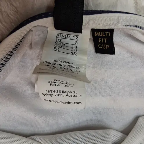 NWOT NIP TUCK Navy and White Striped One Piece Swimsuit Blue Size 8