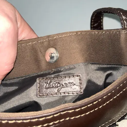 💜 Thirty One Denim Purse Bag with G Monogram & Removable Floral Flower Blue